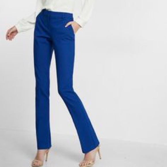 EXPRESS Columnist Mid Rise Dress Pants in Blue - Picture 2 of 8